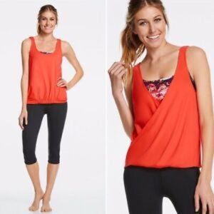 Fabletics Lucia 2-in-1 Tank and Bra Coral Floral Reversible